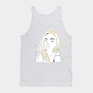 Beautiful girl looking at you - Blonde White Tank Top